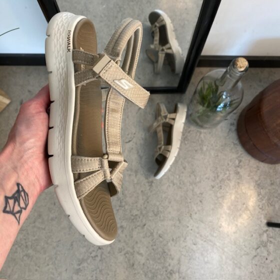 Beige Skechers GOwalk sandal, bred model