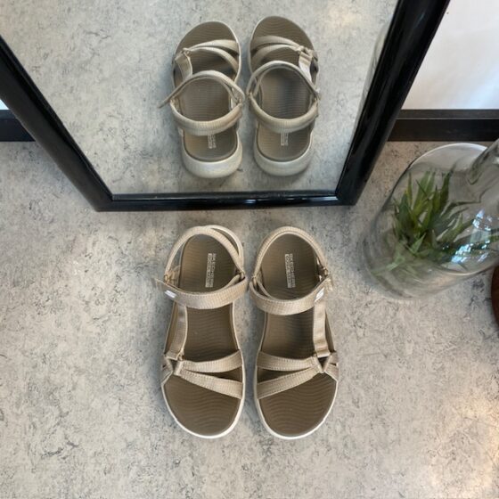 Beige Skechers GOwalk sandal, bred model