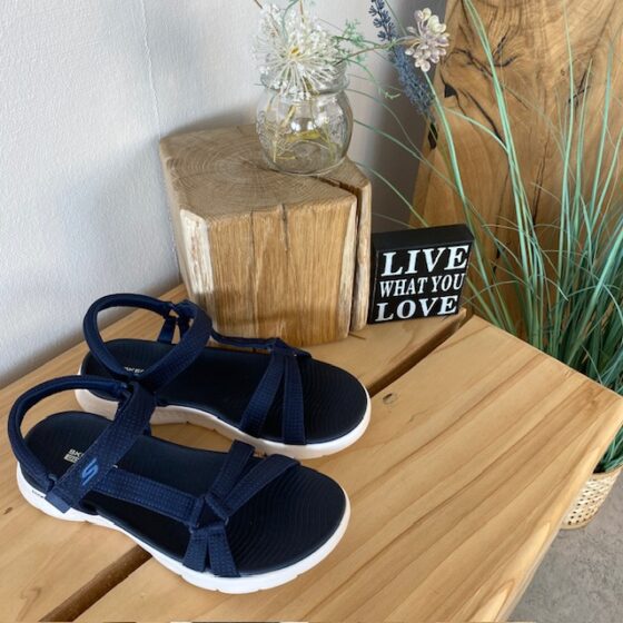 Navy Skechers GOwalk sandal, bred model