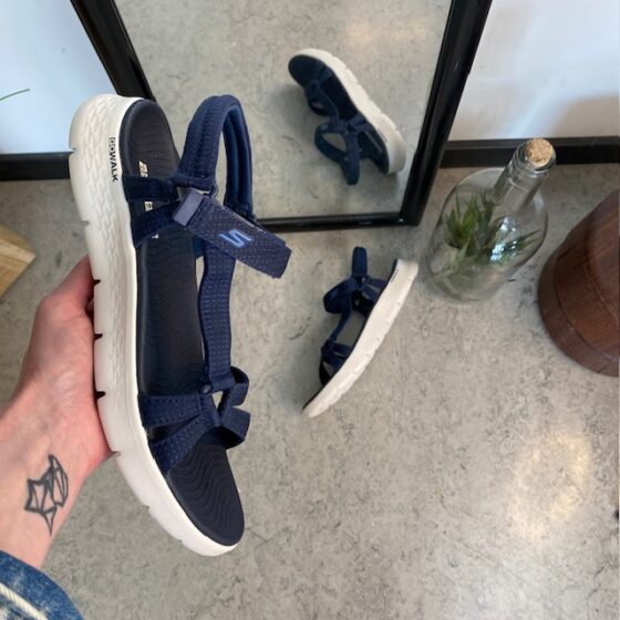 Navy Skechers GOwalk sandal, bred model