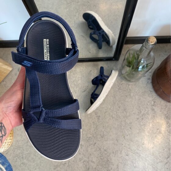 Navy Skechers GOwalk sandal, bred model