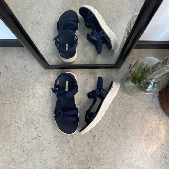Navy Skechers GOwalk sandal, bred model