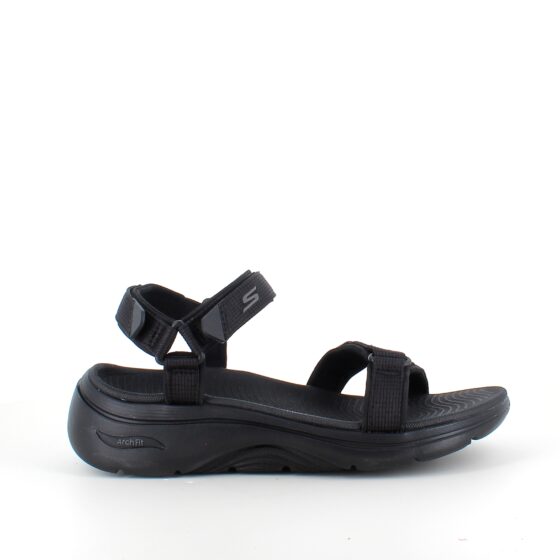 Skechers sandal med svangstøtte og 3 justerbare remme i sort