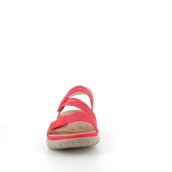 Rød sandal fra Rieker med elastik remme