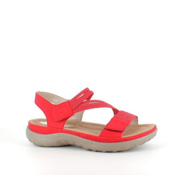 Rød sandal fra Rieker med elastik remme