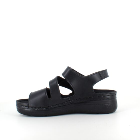 Sort sandal med tre justerbare remme