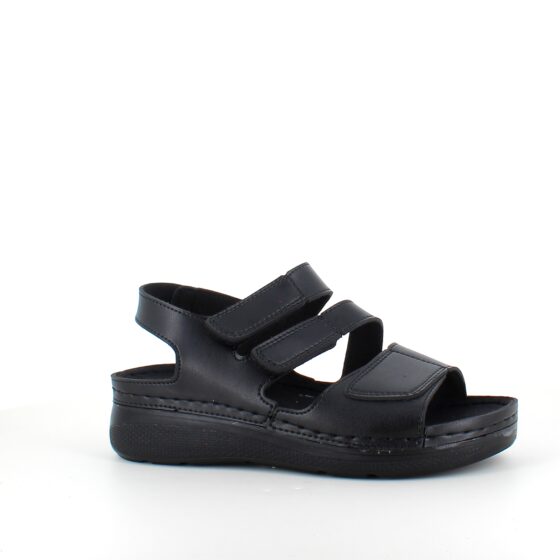 Sort sandal med tre justerbare remme