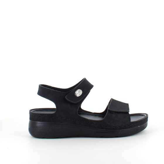 Sort sandal med to justerbare remme