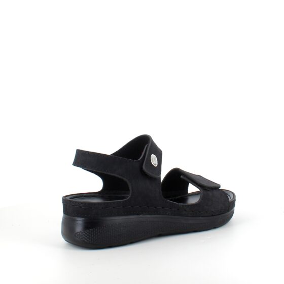 Sort sandal med to justerbare remme
