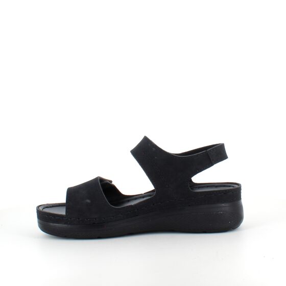 Sort sandal med to justerbare remme