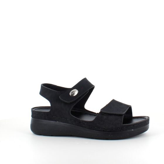 Sort sandal med to justerbare remme