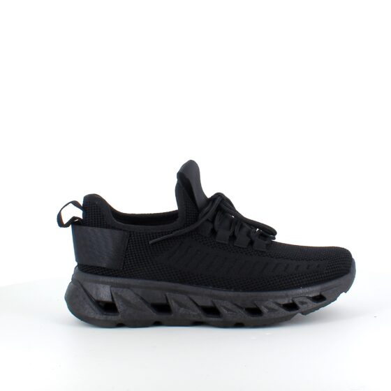 Sorte slip-on sko med strikoverdel