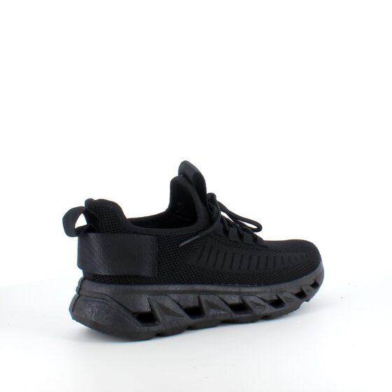 Sorte slip-on sko med strikoverdel