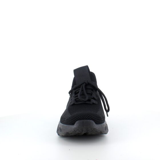 Sorte slip-on sko med strikoverdel