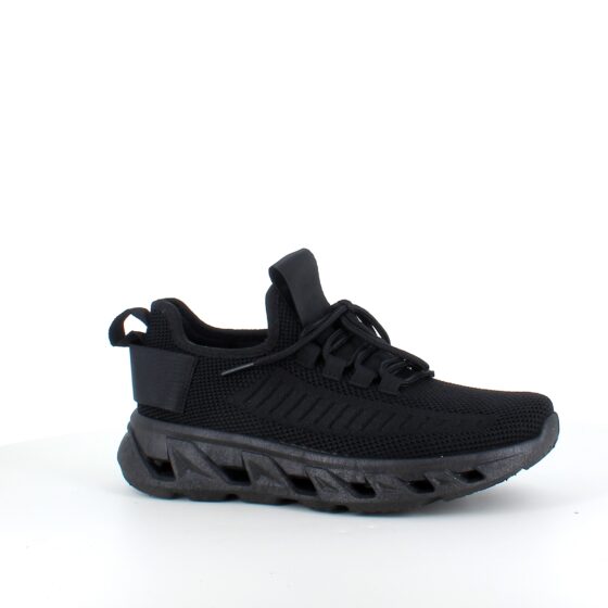 Sorte slip-on sko med strikoverdel
