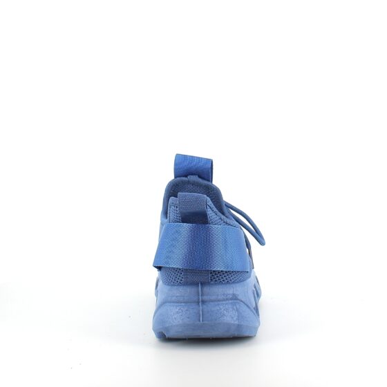 Blå slip-on sko med strikoverdel