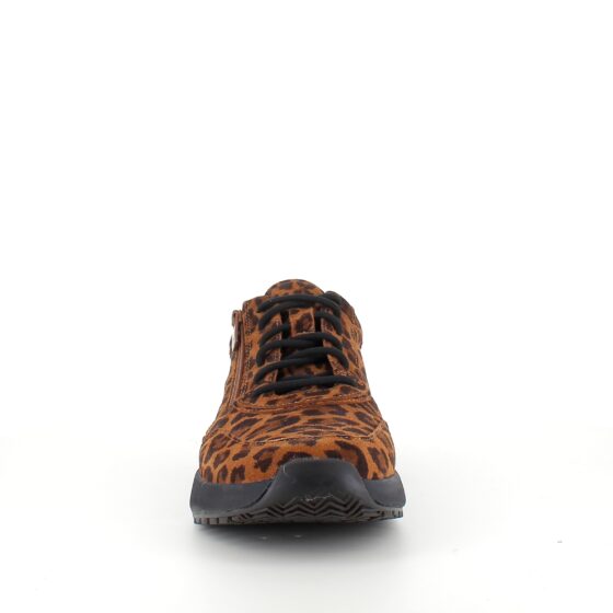 Green Comfort sko med leopardprint og dobbelt lukning