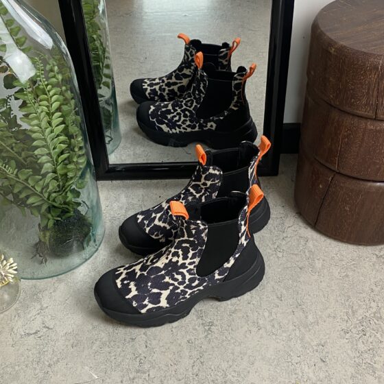 Leopard Woden gummistøvle med svangstøtte