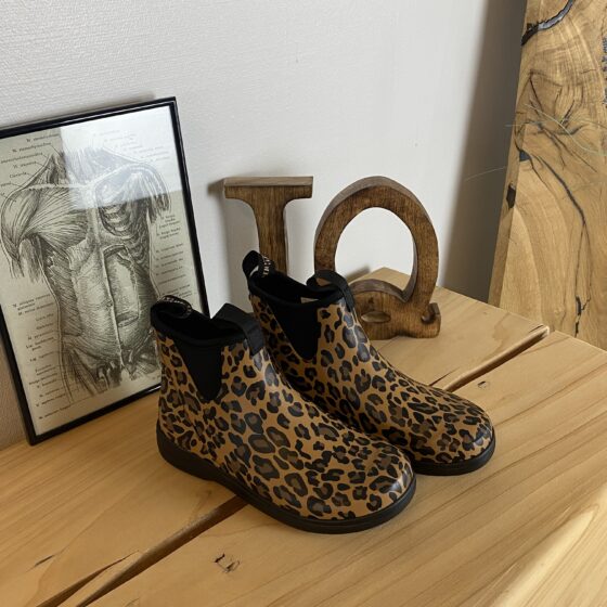 Green Comfort gummistøvle i leopardprint med svangstøtte