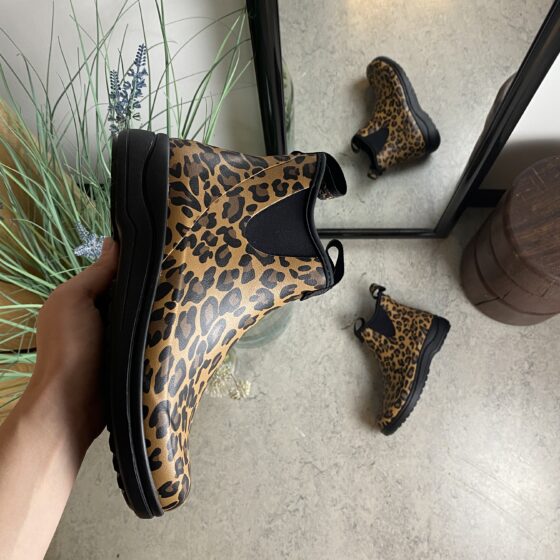 Green Comfort gummistøvle i leopardprint med svangstøtte