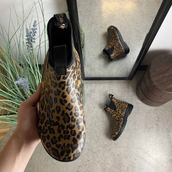 Green Comfort gummistøvle i leopardprint med svangstøtte