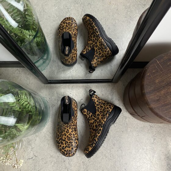 Green Comfort gummistøvle i leopardprint med svangstøtte