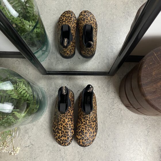 Green Comfort gummistøvle i leopardprint med svangstøtte