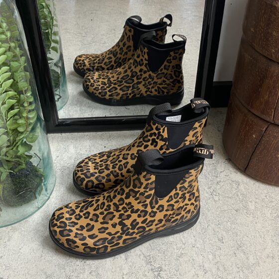 Green Comfort gummistøvle i leopardprint med svangstøtte