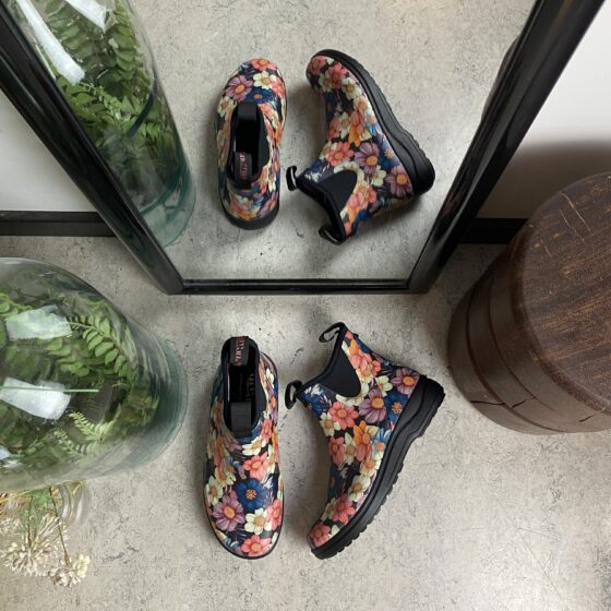 Green Comfort gummistøvle i blomsterprint med svangstøtte