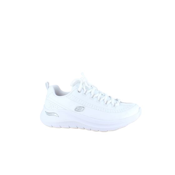 Hvid Skechers med glat skind overflade