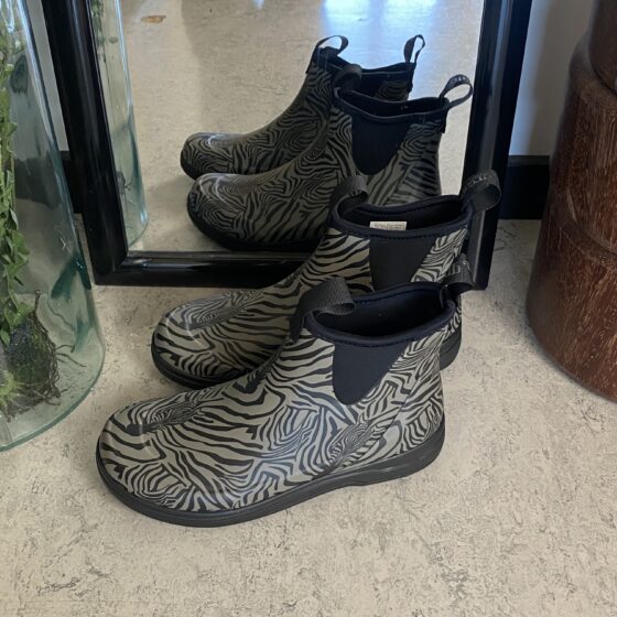 Green Comfort gummistøvle i zebraprint med svangstøtte