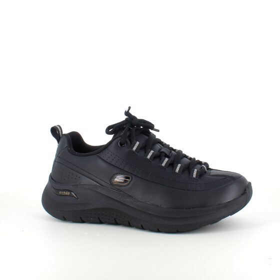 Sort Skechers med glat skind overflade