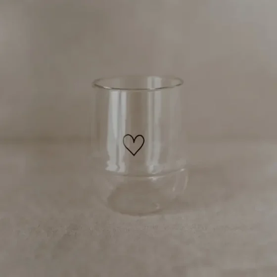 Dobbeltvægget glas med hjerte – elegant og funktionelt termoglas til kaffe & te